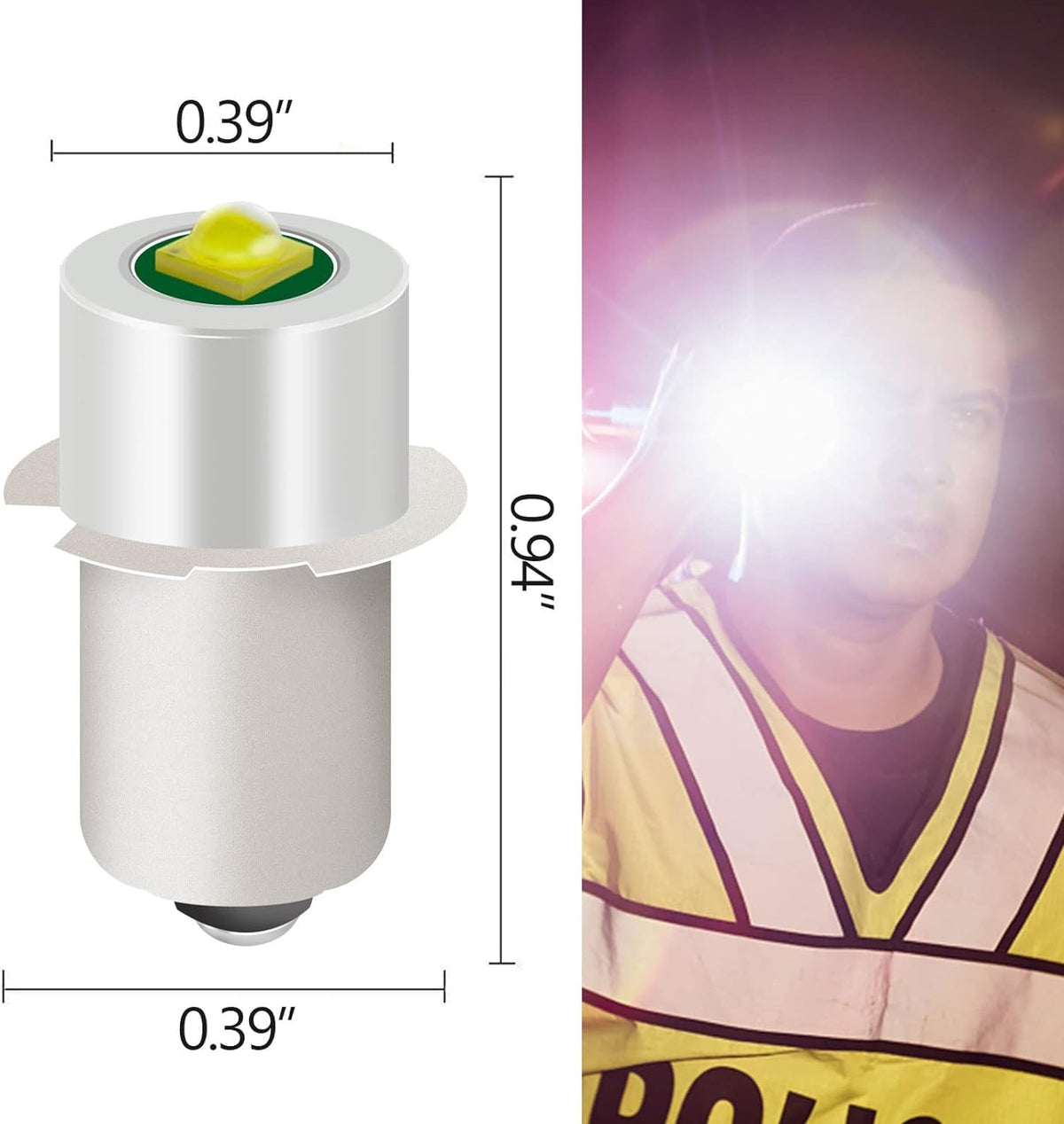 3 Pack White LED Flashlight Bulb P13.5S PR2 3W 3V 4.5V 6V Replacement Set T8363