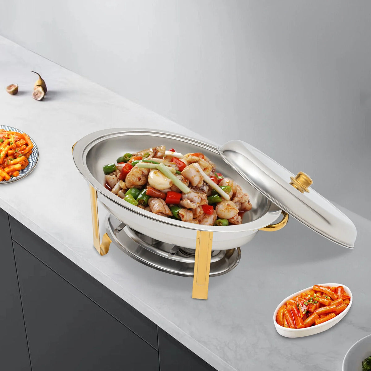 5.5L Stainless Steel Oval Chafing Dish with Lid X209319