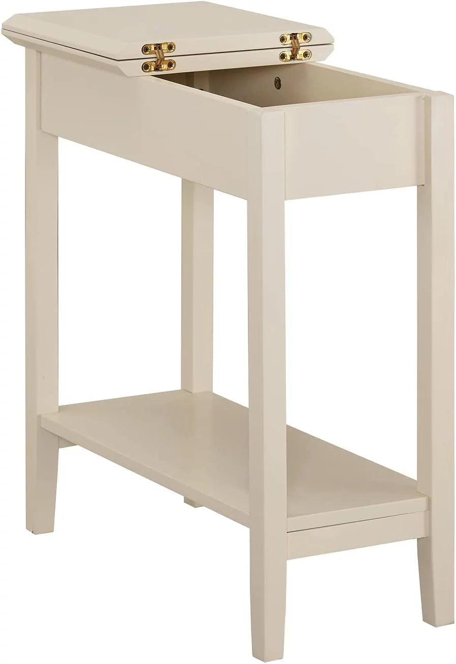 Cream Narrow End Table with Storage Shelf Z7996