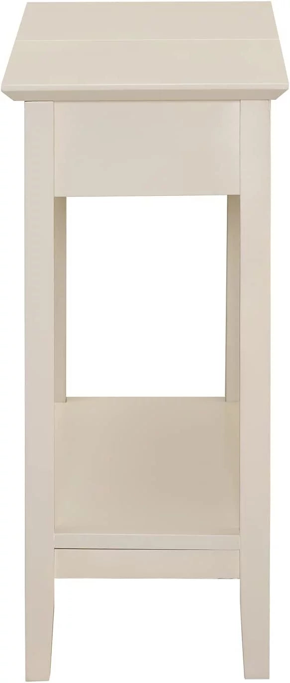 Cream Narrow End Table with Storage Shelf Z7996