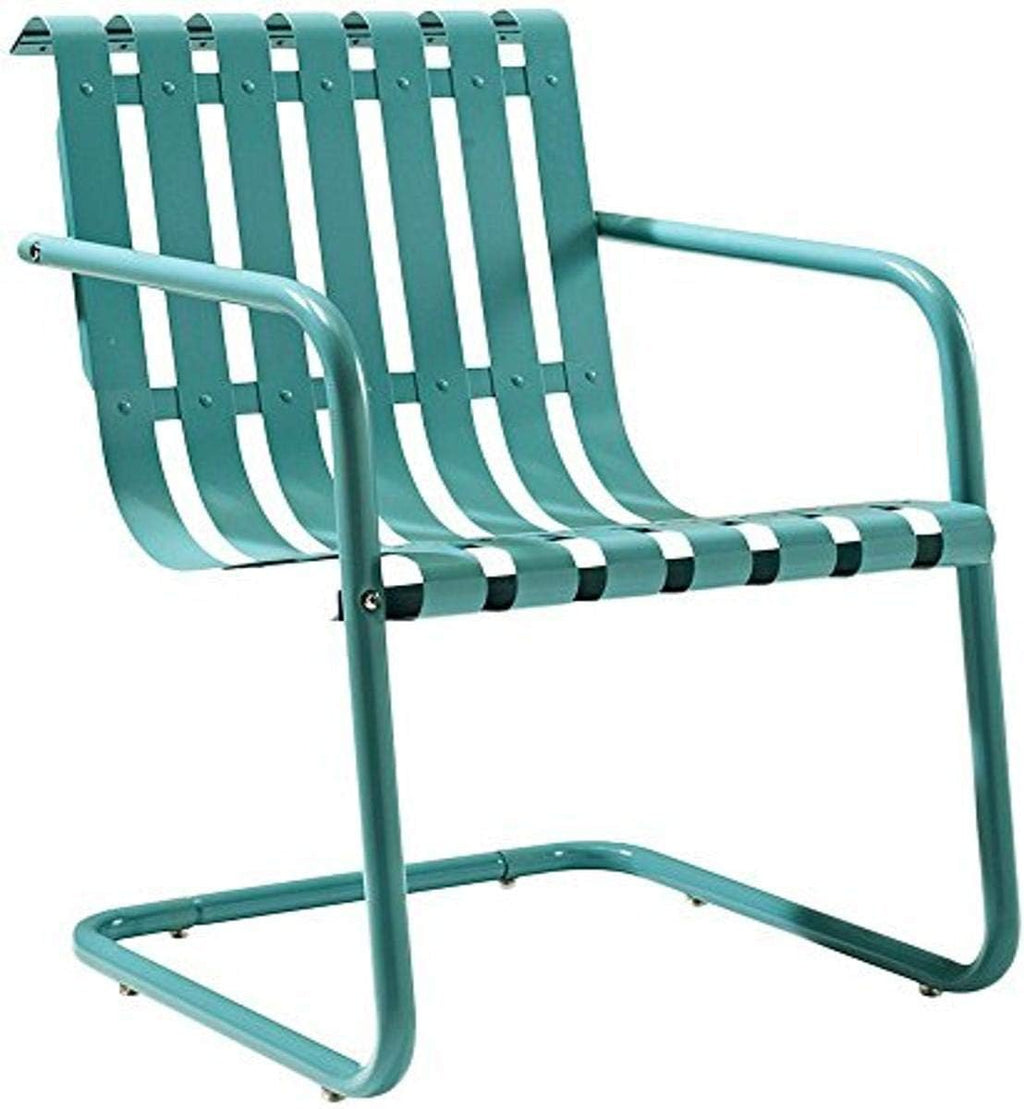 Caribbean Blue Metal Outdoor Spring Chair (Set of 2) R748862