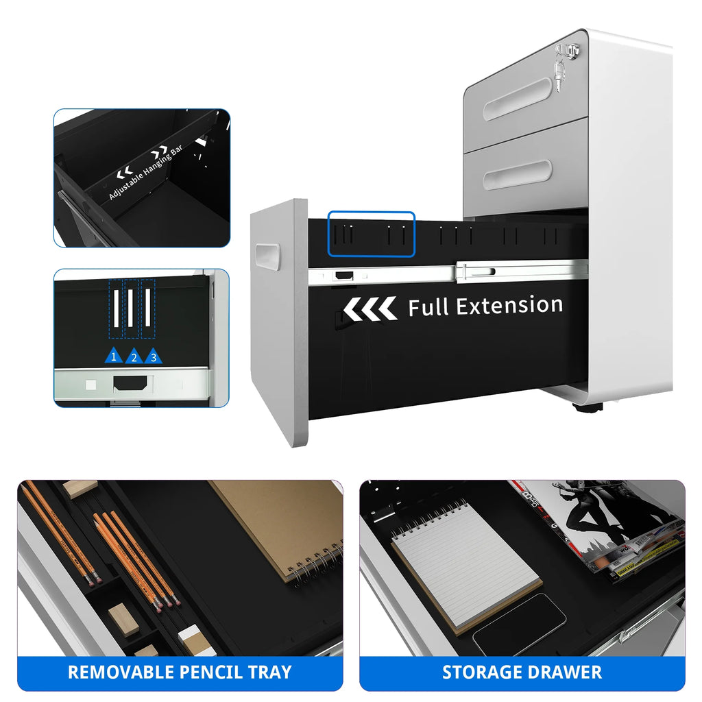 3 Drawer Lockable Metal File Cabinet E112966