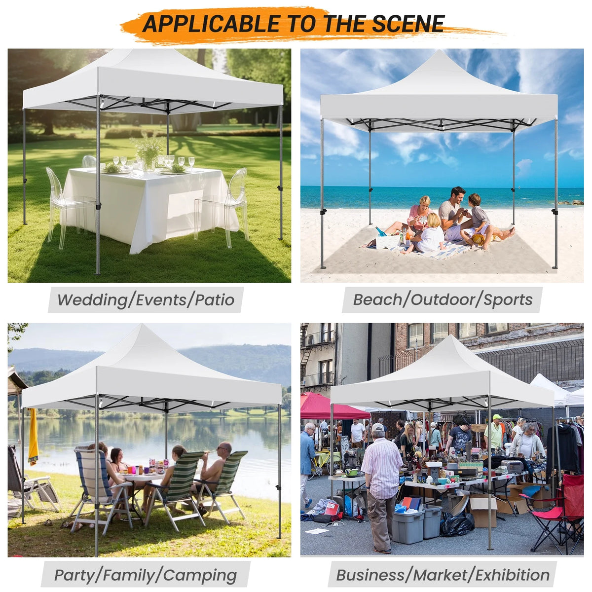 10x10 FT Pop Up Canopy Tent with 4 Removable Sidewalls, Roller Bag and 4 Sandbags, White V220479