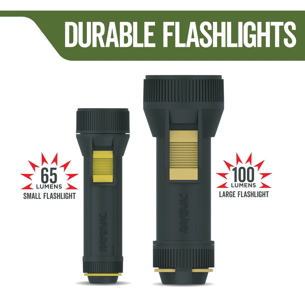 Camping LED Flashlights, 100 & 65 Lumens, 3-Pack O27357
