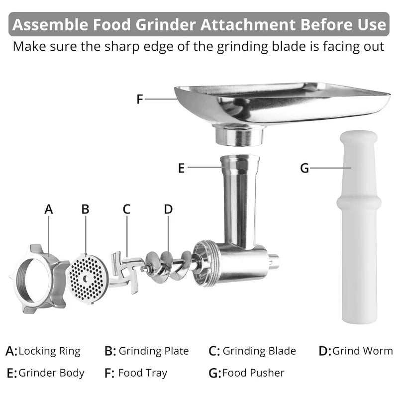Metal Food Grinder Attachment for KitchenAid Stand Mixers I778