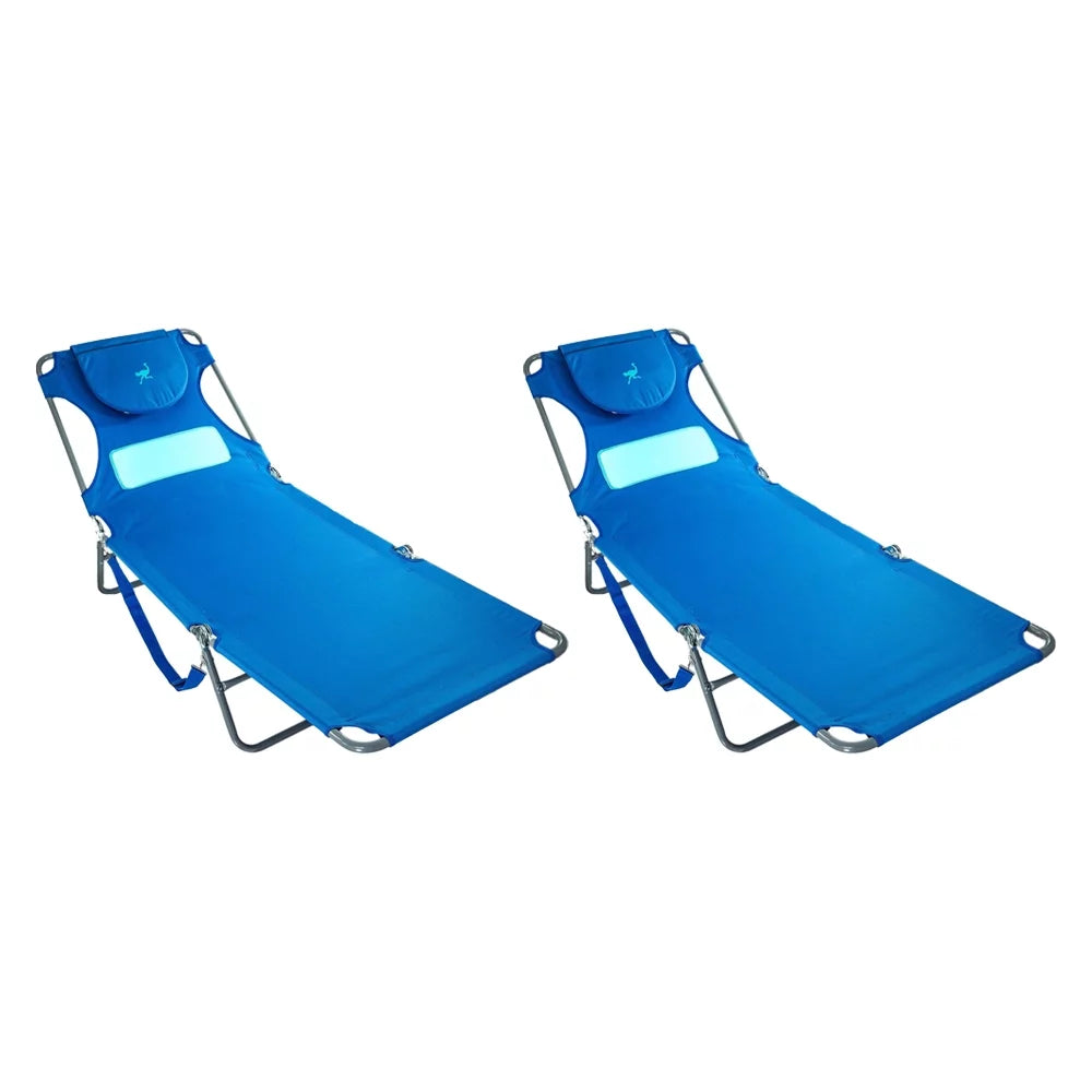 Face Down Sunbathing Chaise Lounge Beach Chair, 2 Pack N12570