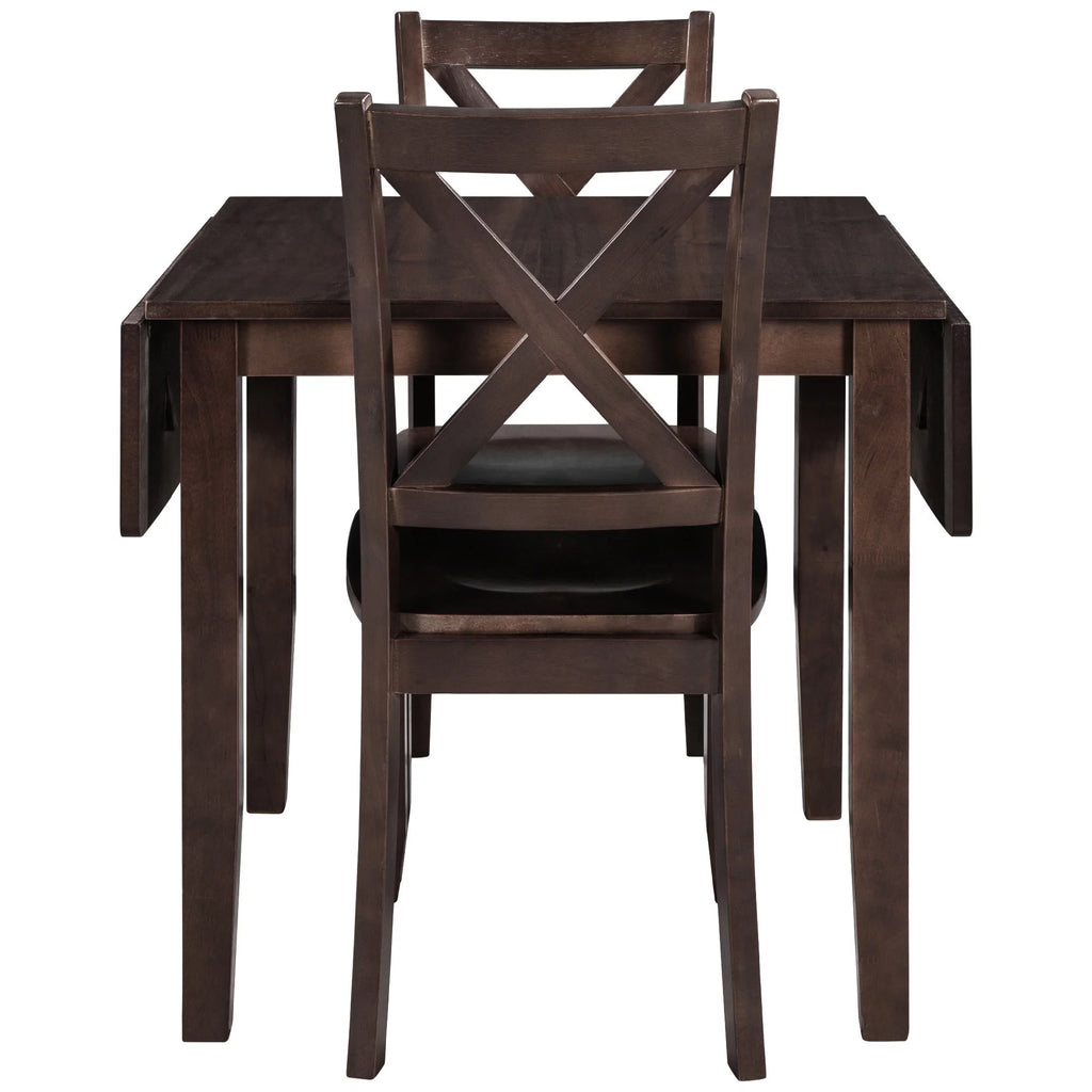 3-Piece Wood Drop Leaf Dining Table Set with 2 Chairs I66173