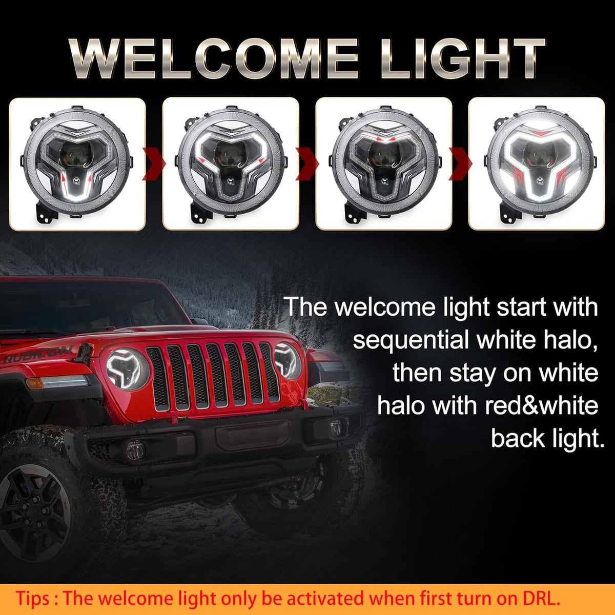 9 inch LED Headlights with DRL Turn Signal Light B7521