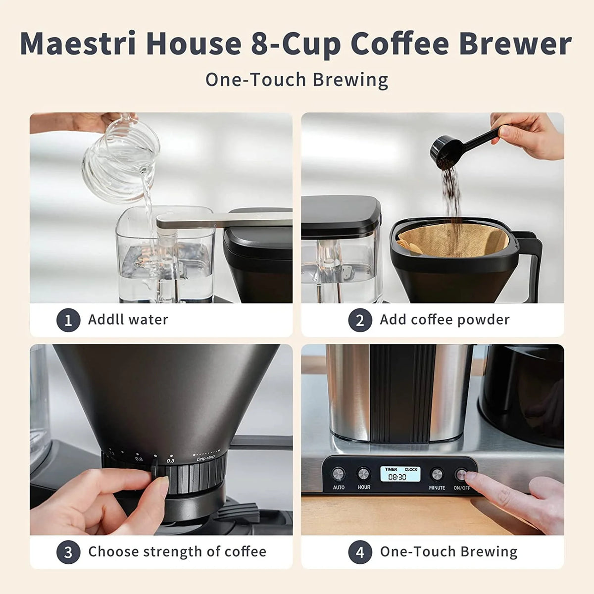 8-Cup Drip Coffee Maker with Warming Plate F215