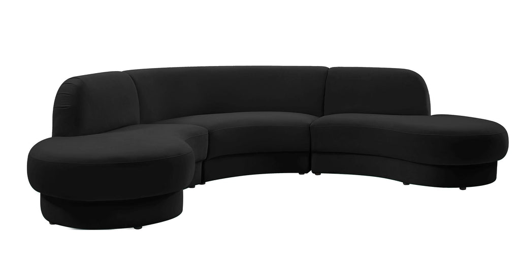 Black Velvet Sectional Sofa I743671