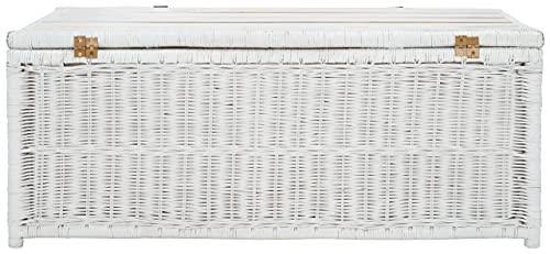 White/Brown Rattan Storage Trunk Q4619