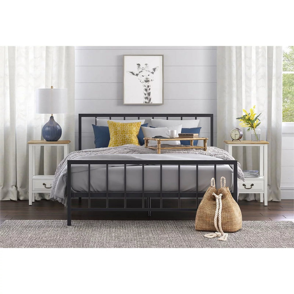 Modern Metal Platform King Bed in Black J228252