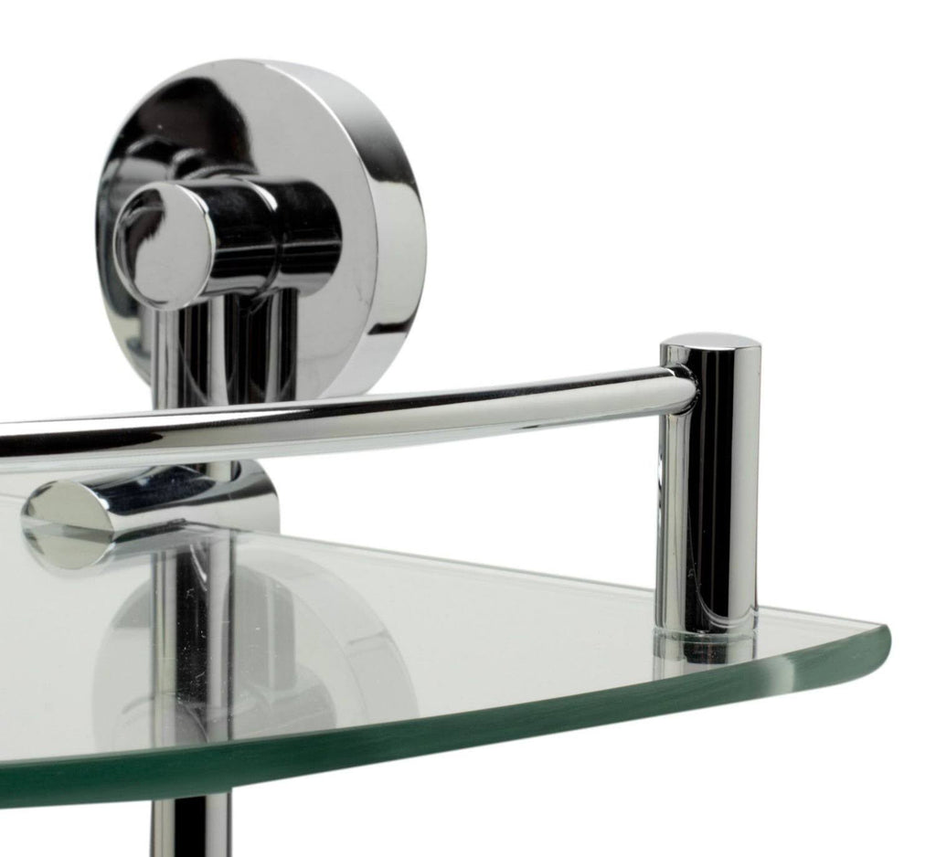 Polished Chrome Double Glass Shower Shelf Q96438