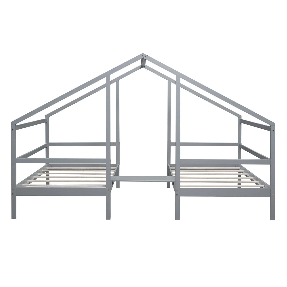 Twin Size Triangular House Beds with Built-in Table Grey P55118