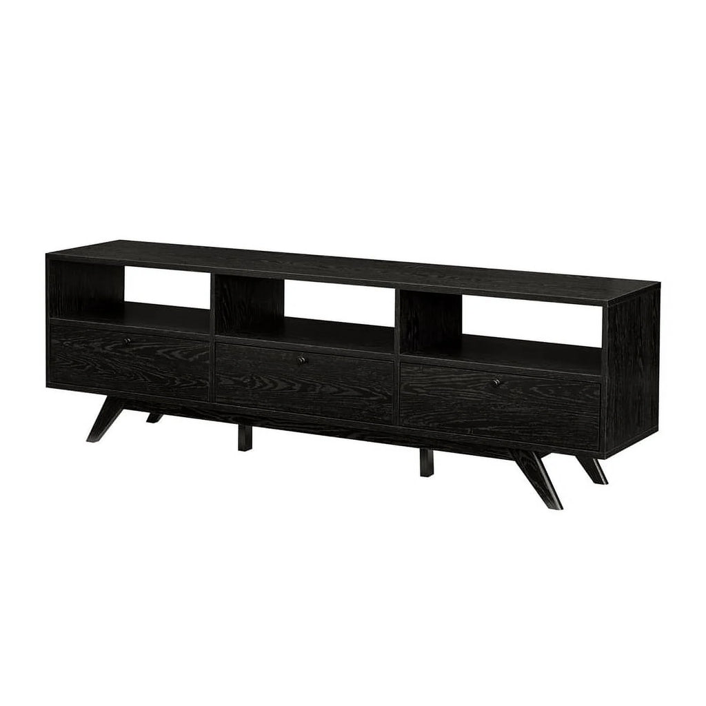 70" Black Wood TV Stand with Storage F858027