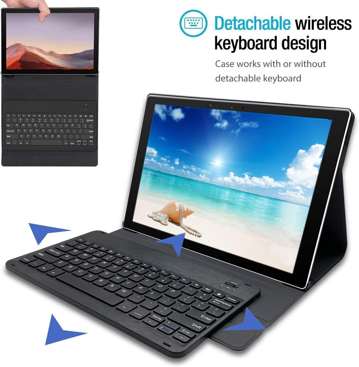 Backlit Keyboard Case with Detachable Wireless Keyboard for 12.3 Inch Tablet A870225
