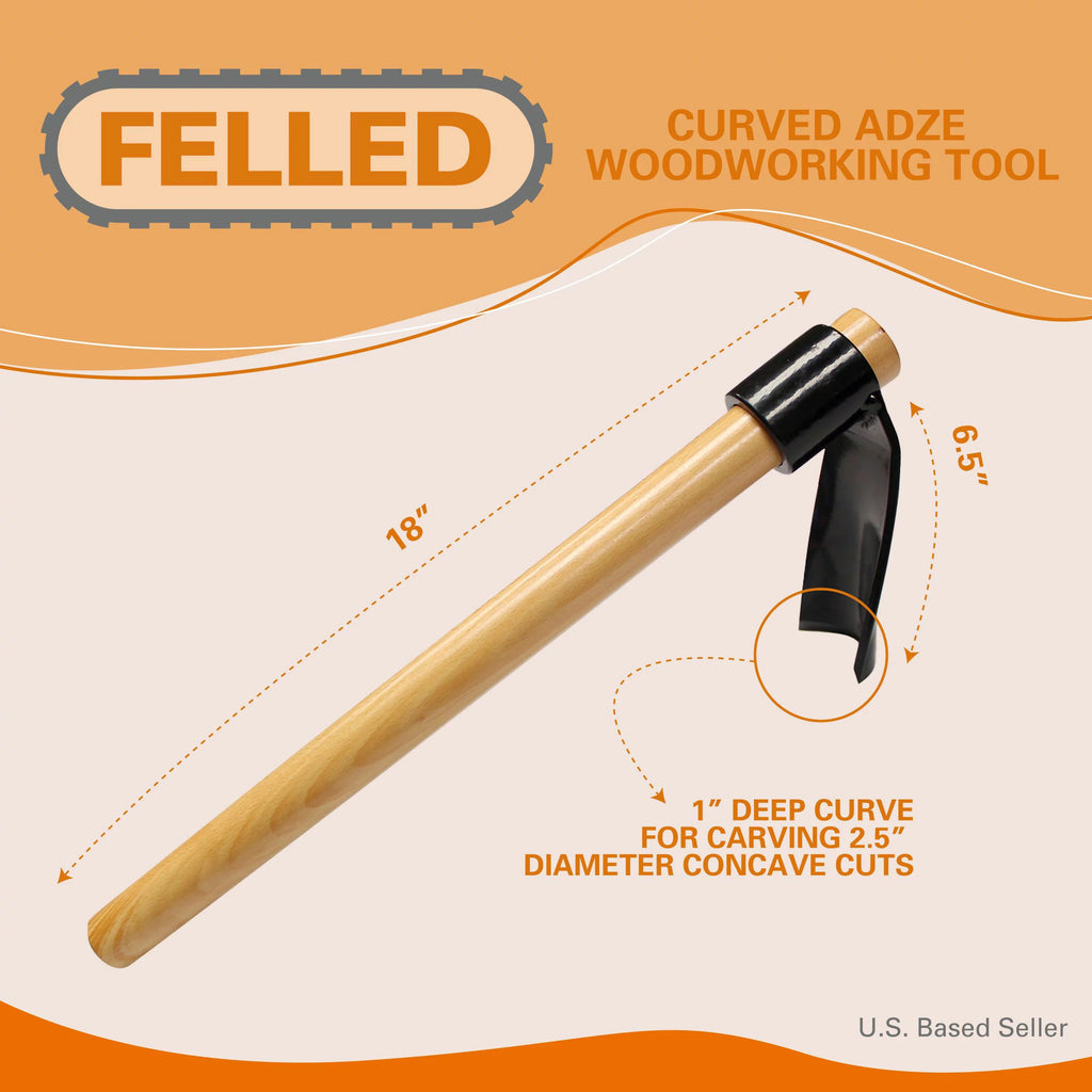Curved Adze Woodworking Tool with 18 Inch Handle V998138