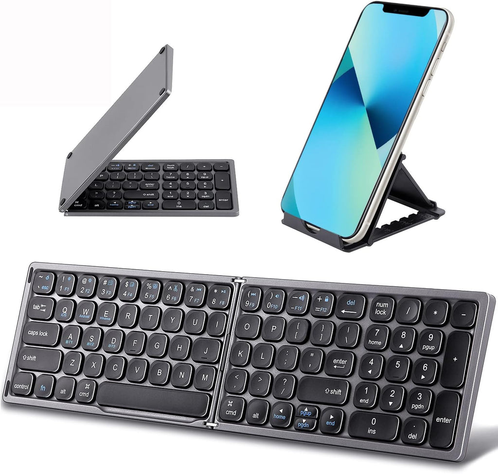 Foldable Bluetooth Keyboard with Numeric Keypad, Dark Grey Pack of 2 G701