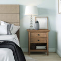 Solid Wood 24 inch Wide Bedside Nightstand Table Rustic Natural Aged Brown V6301