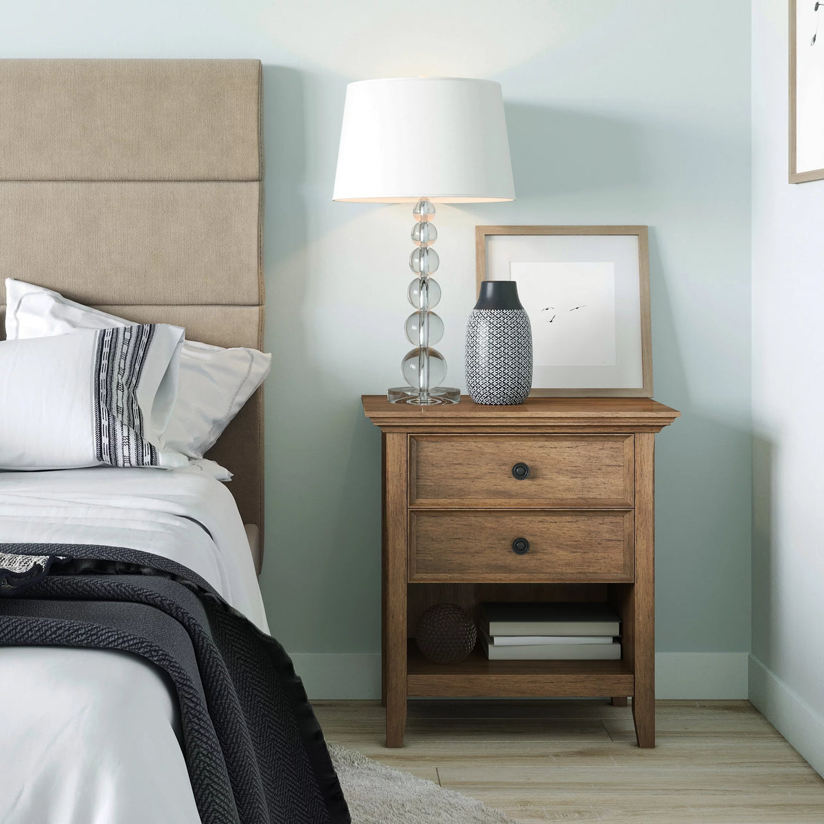 Solid Wood 24 inch Wide Bedside Nightstand Table Rustic Natural Aged Brown V6301