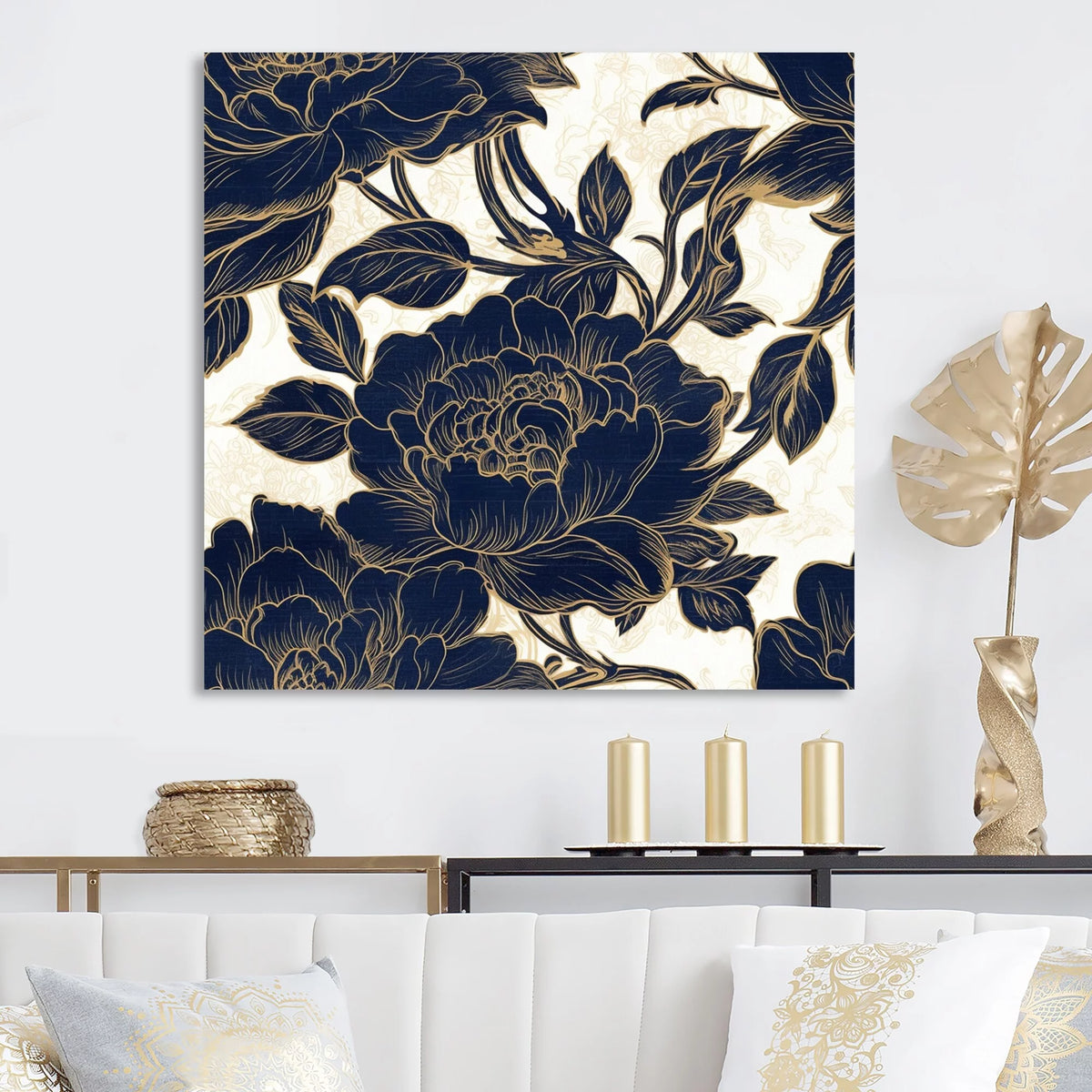 Floral Peony Canvas Art Print 30 in. wide x 30 in. high K911512