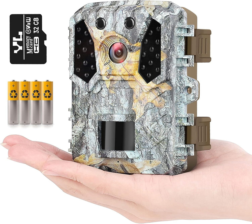1080P 16MP Mini Hunting Trail Camera with 16GB SD Card and 4 Batteries, Pack of 2 X71292