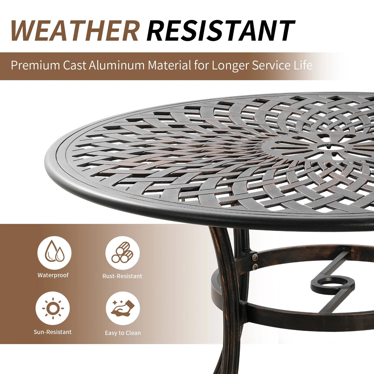5 Piece Cast Aluminum Patio Dining Set with Umbrella Hole G467115
