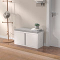 White 2 Tier Metal Storage Bench with Adjustable Shelves and Cushion A9783