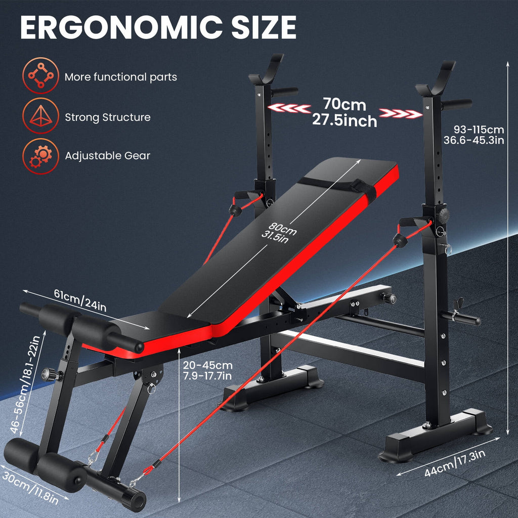 Adjustable Weight Bench Set with Barbell Rack S788161