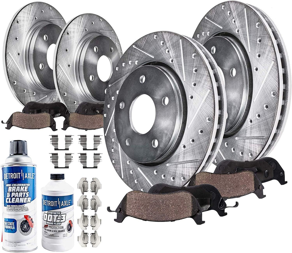 Front 12.6" & Rear Drilled Slotted Rotors + Brake Pads 10pc Set H39948