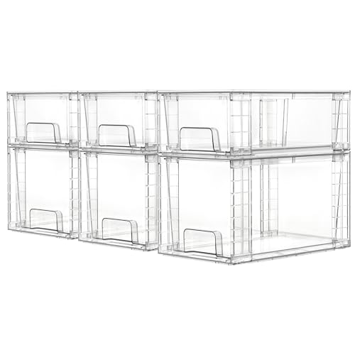 4 Pack Clear Stackable Plastic Storage Drawers R5315