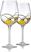 Red Wine Glasses Set of 2 Hand Painted 28oz Y655