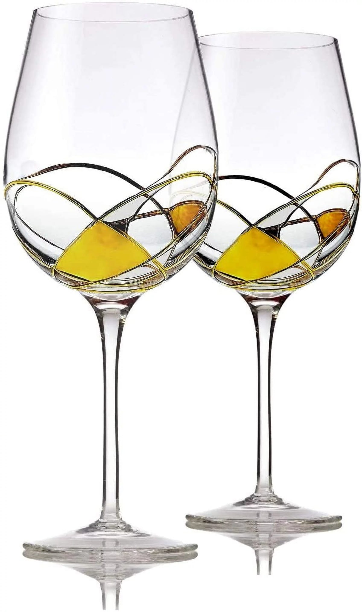 Red Wine Glasses Set of 2 Hand Painted 28oz Y655