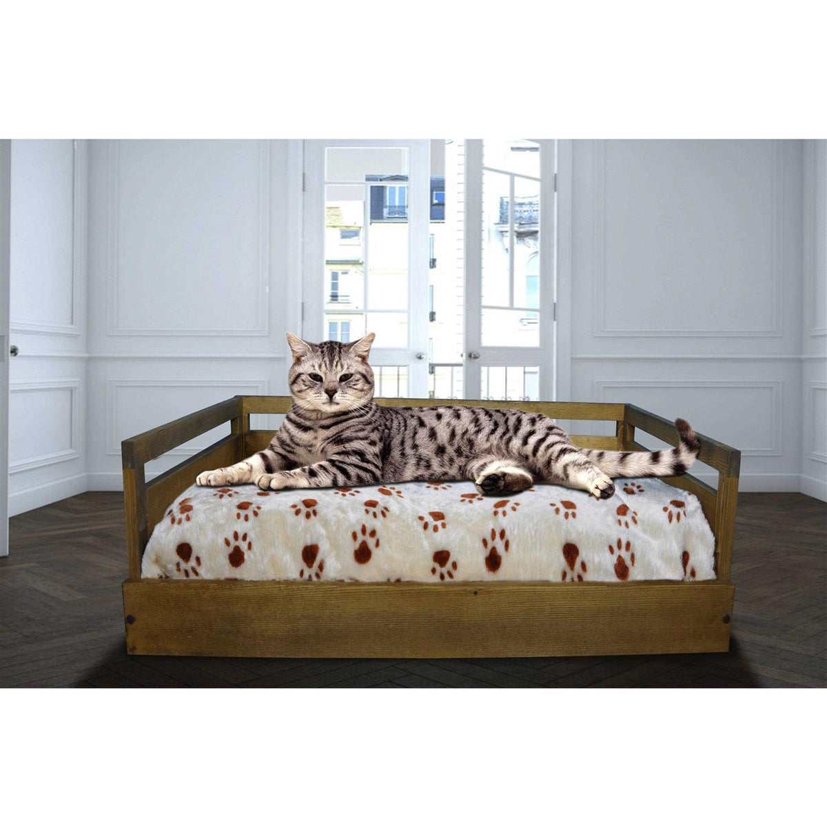 Wooden Pet Bed with Cushion D734027