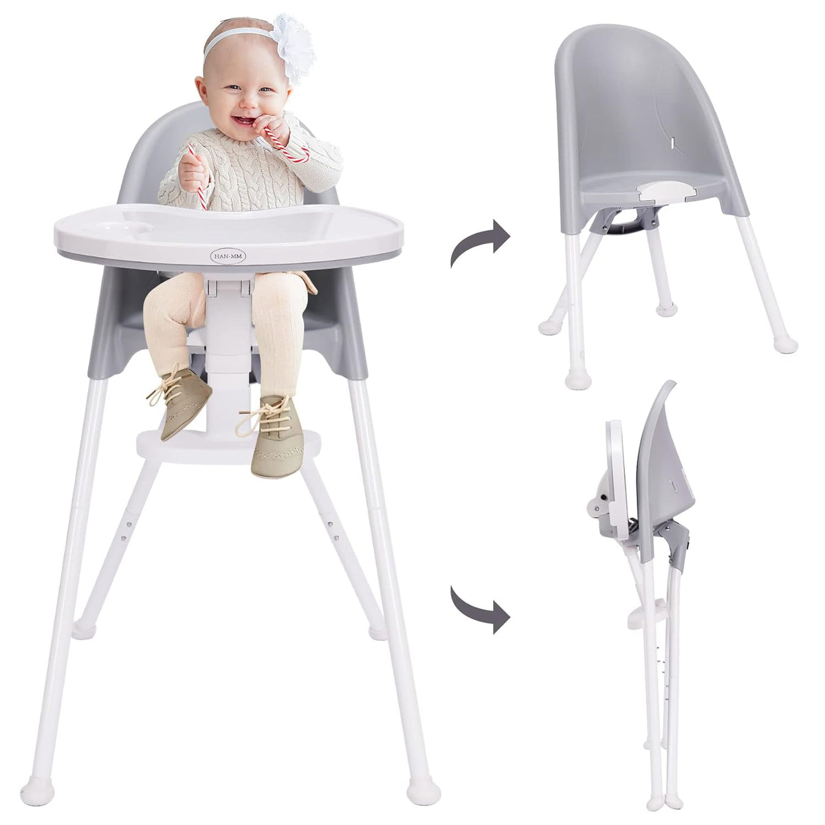 Folding High Chair with Detachable Double Tray R385