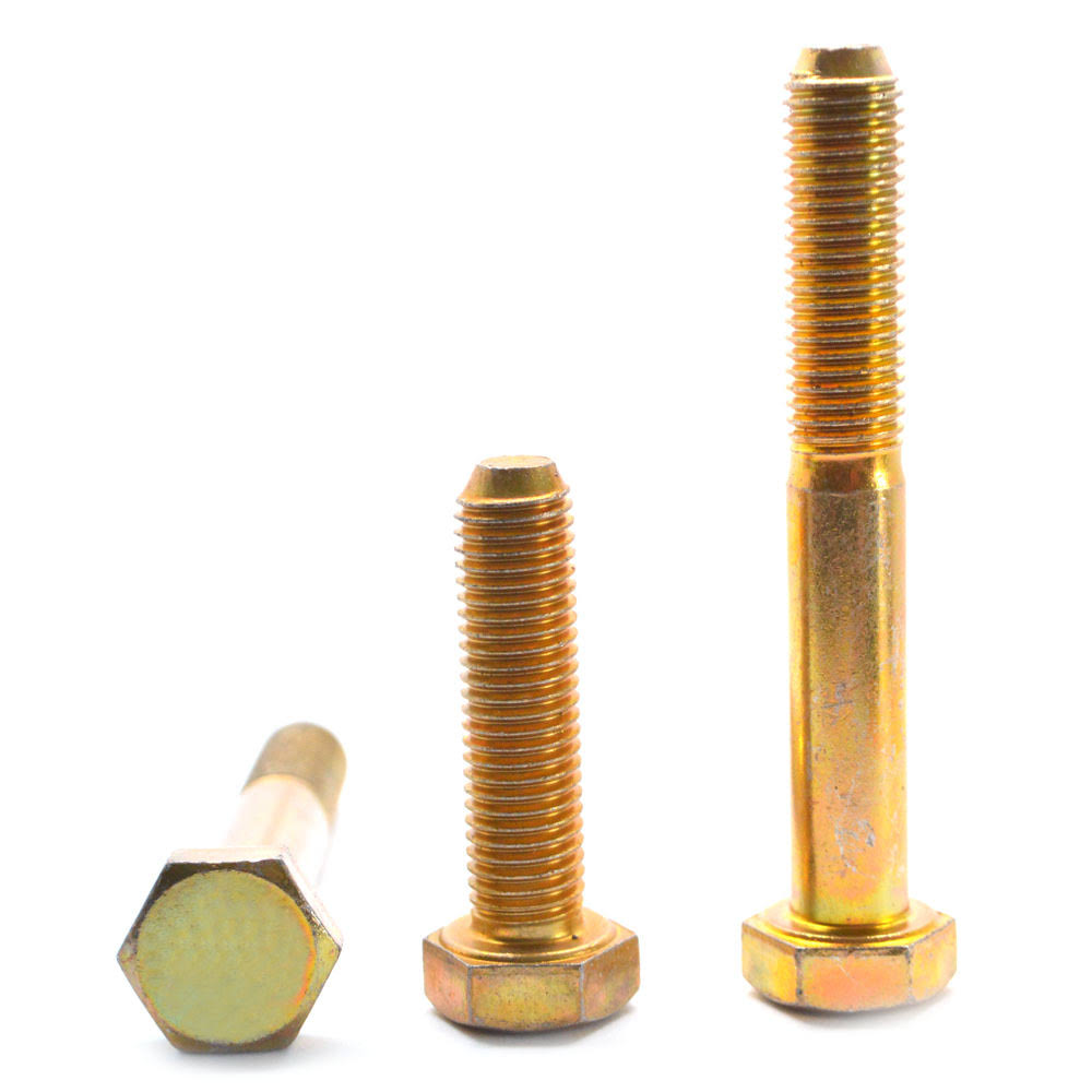 5/16-18 x 2 1/2 Coarse Thread Grade 5 Hex Cap Screw, Medium Carbon Steel, Yellow Cadmium Plated M859662
