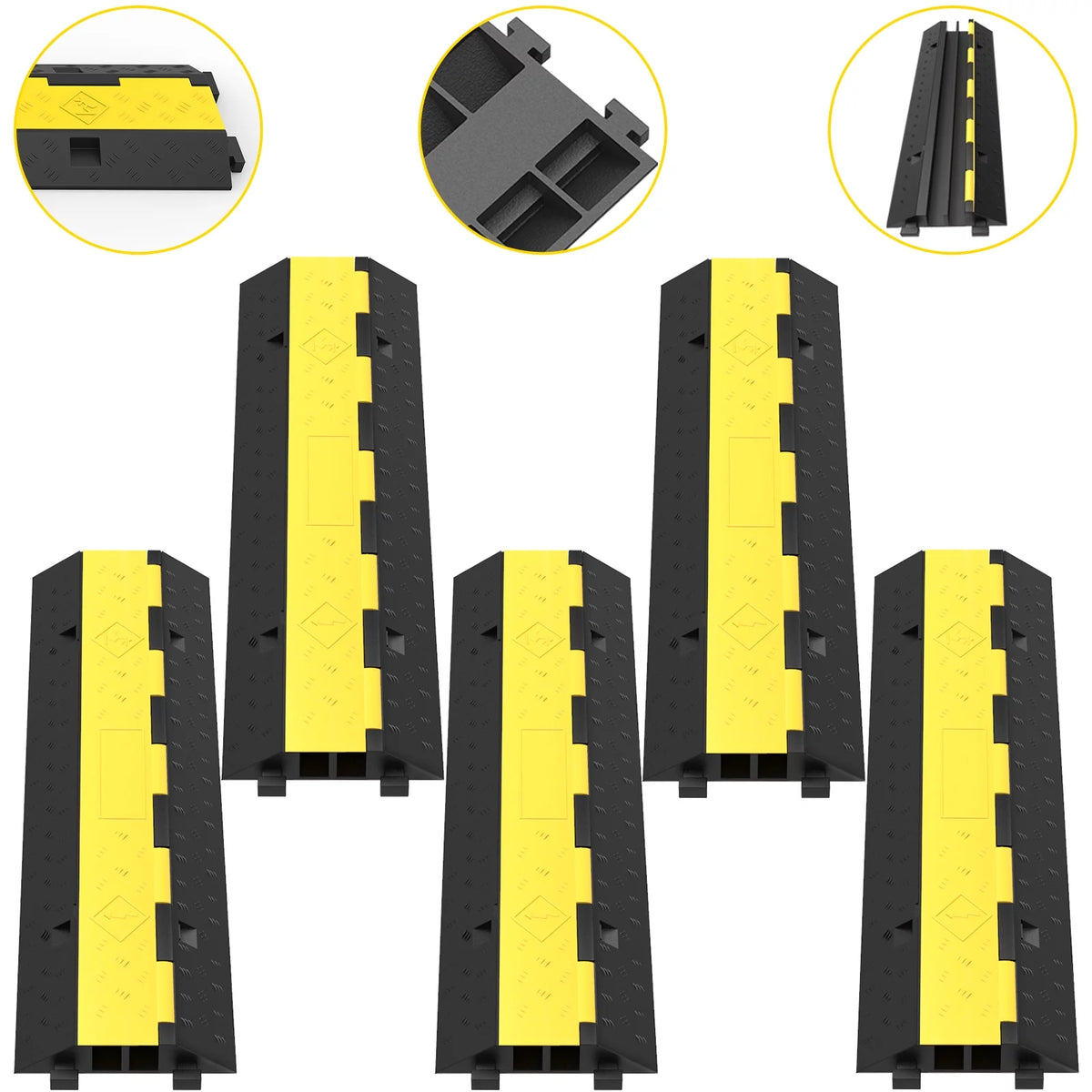 5 PCS 2-Cable Rubber Speed Bump Cable Protector Ramp A980