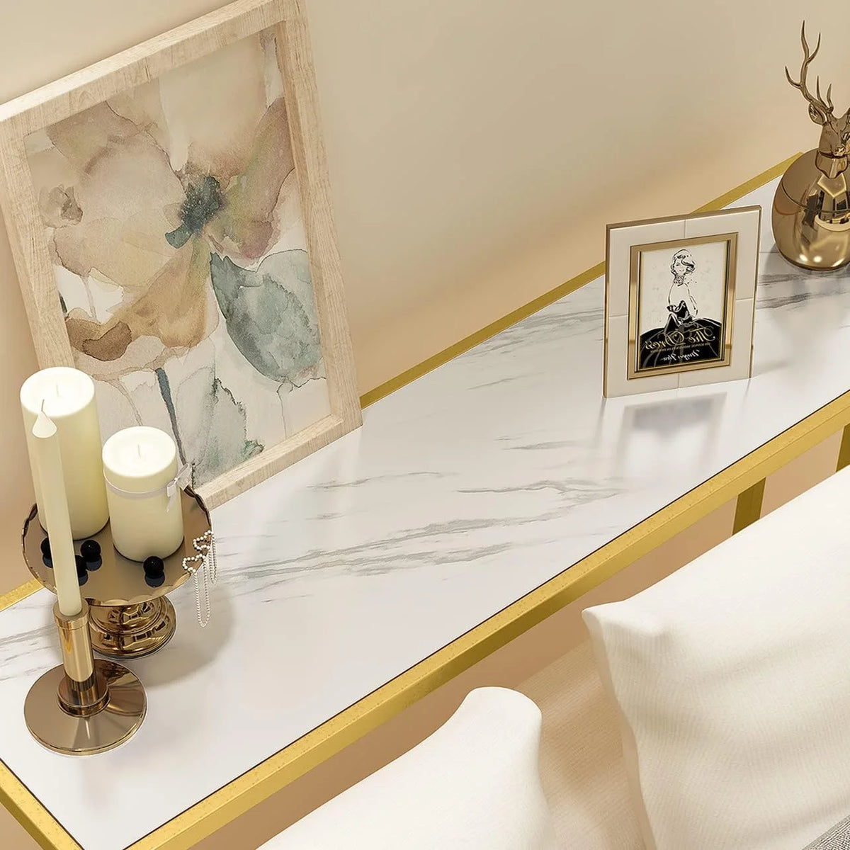 Narrow Faux Marble Sofa Table Set of 3 J175