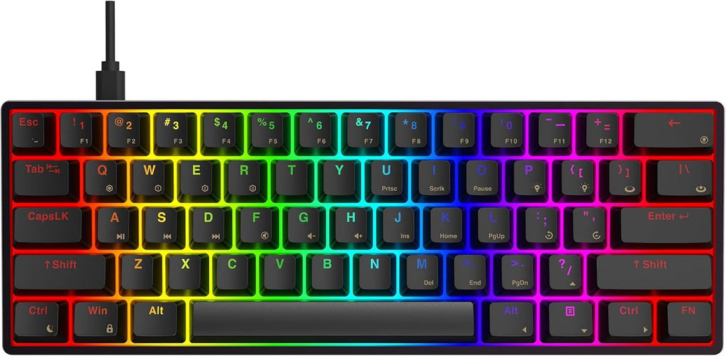 GK61 Mechanical Gaming Keyboard, 61 Keys Aluminum Case PBT Keycap Hot Swappable RGB Backlight U44719