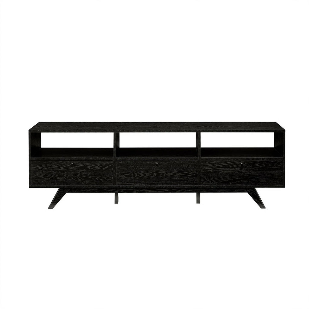 70" Black Wood TV Stand with Storage F858027