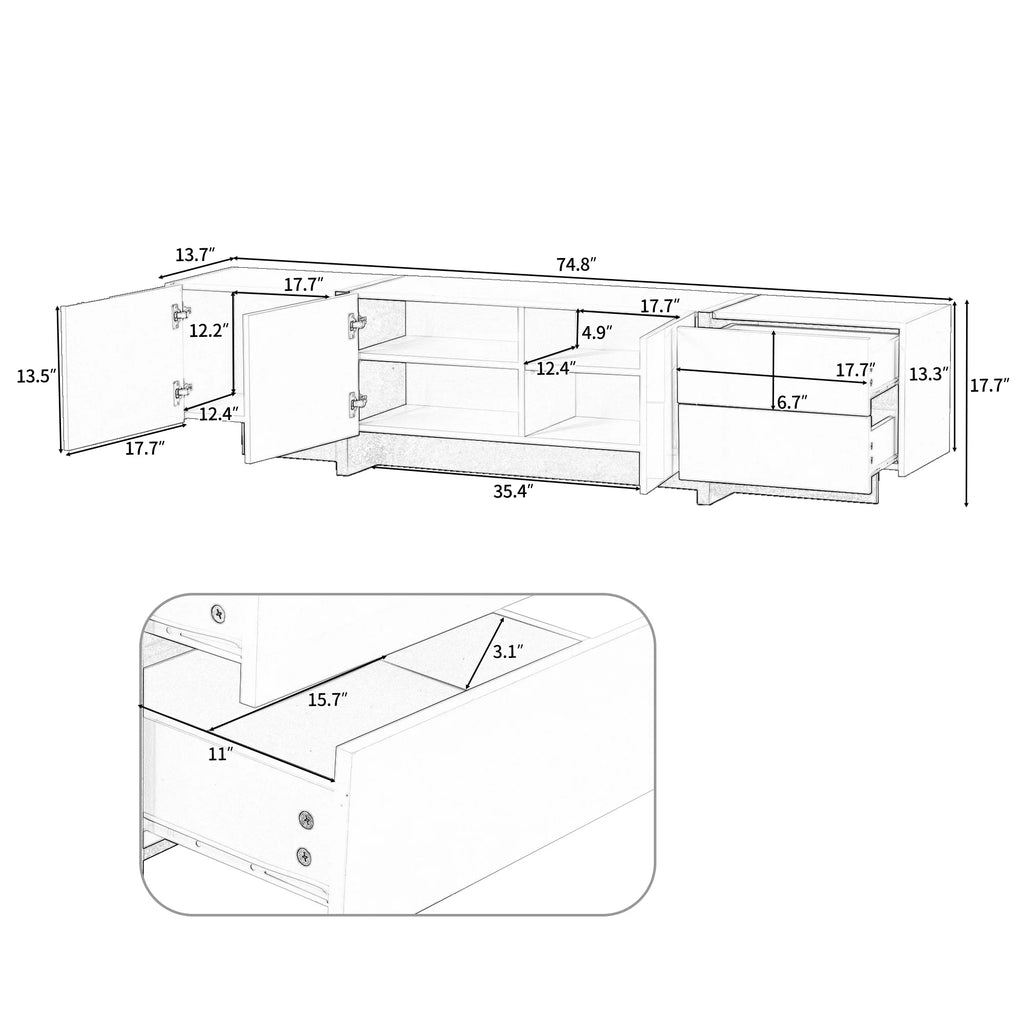 White & Black Contemporary Rectangle TV Stand K31399