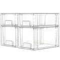 4 Pack Clear Stackable Plastic Storage Drawers R5315