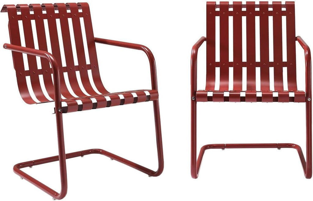 Caribbean Blue Metal Outdoor Spring Chair (Set of 2) R748862