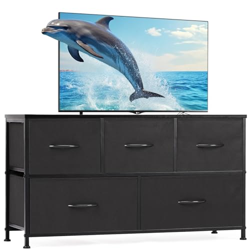 Black 5 Drawer Fabric Dresser Y848296