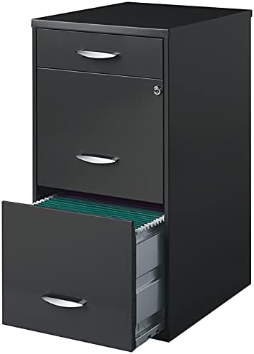 18 inch 3 Drawer Metal File Cabinet with Pencil Drawer Charcoal C1571
