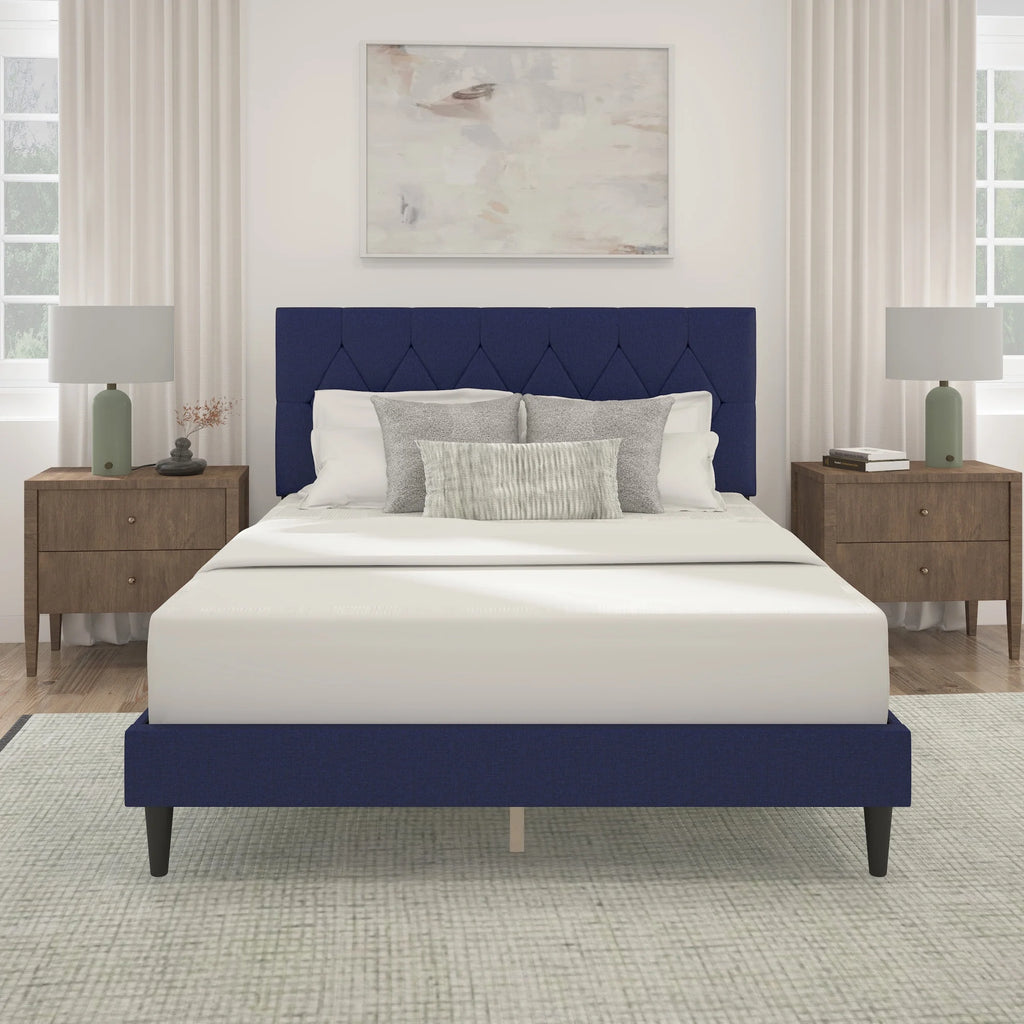 Gray Diamond Tufted Upholstered Queen Platform Bed B549499