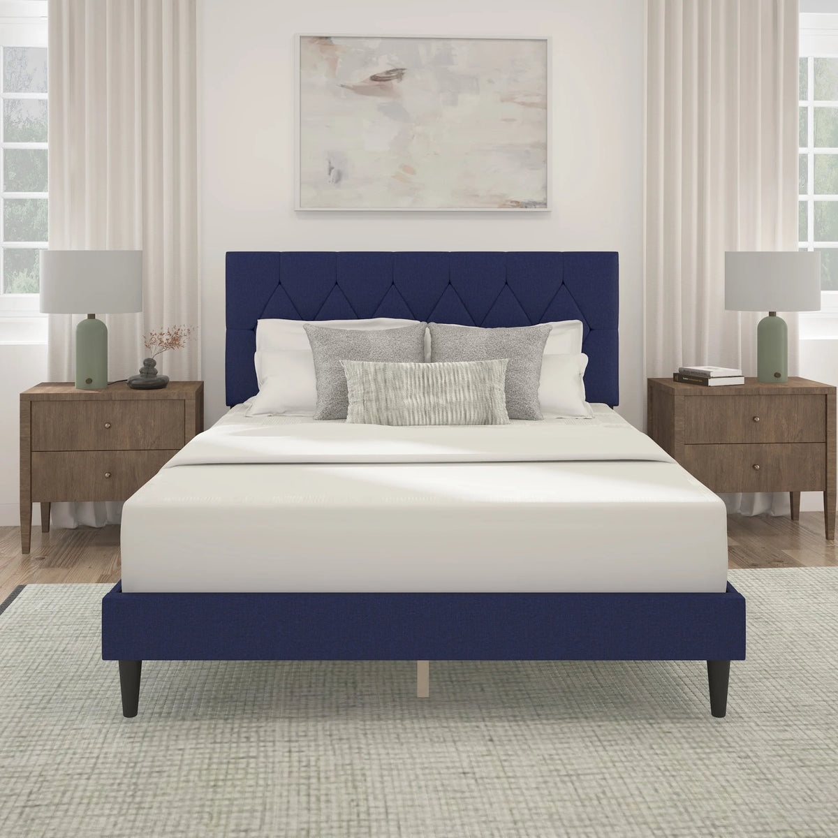 Gray Diamond Tufted Upholstered Queen Platform Bed B549499