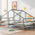 Twin Size Triangular House Beds with Built-in Table Grey P55118