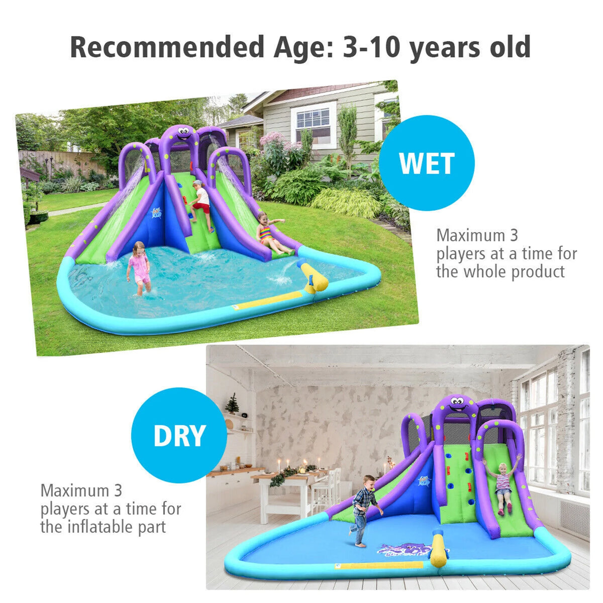 Inflatable Water Park Bounce House with Dual Slide Climbing Wall P871893