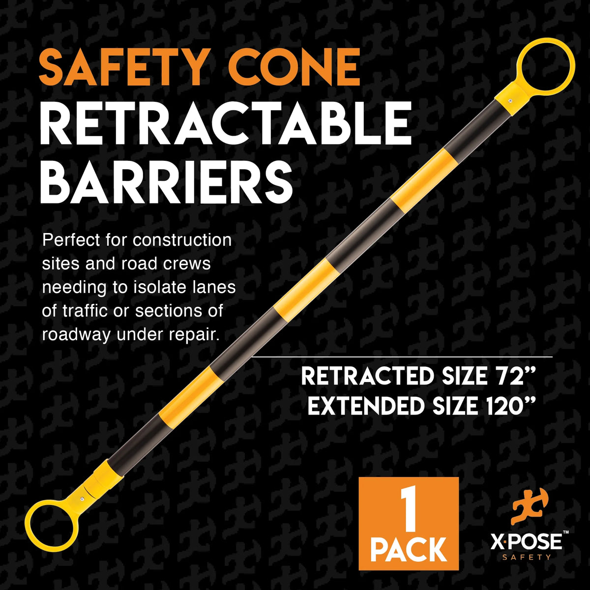 Yellow and Black Retractable Safety Barrier Barricade R99529